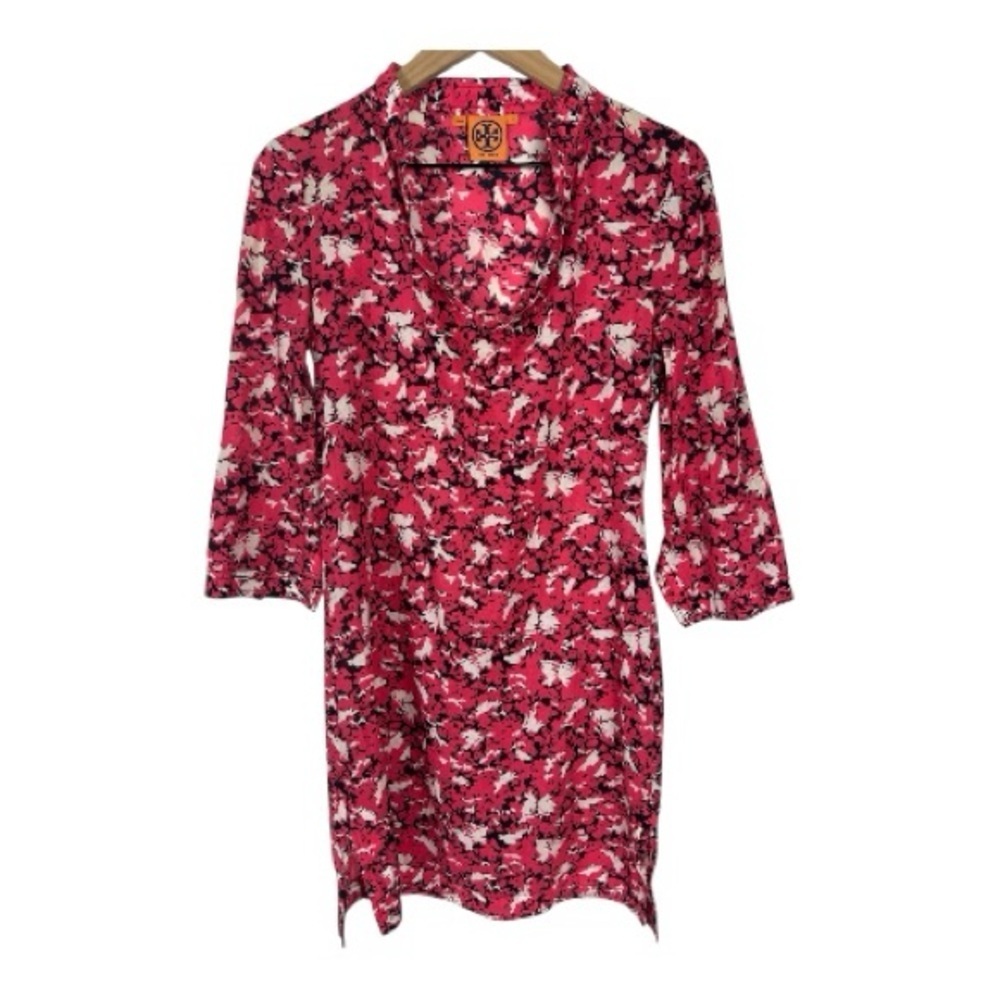 Tory Burch Sz 2 Bunny Rabbit Novelty Print Tunic Dress Pink Cotton